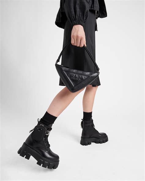 prada nylon heeled boots|prada boots with pouch price.